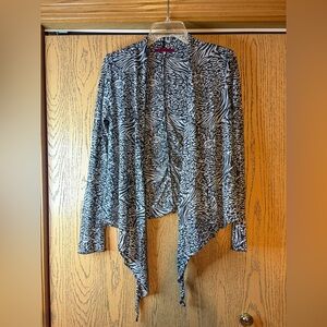 Anthropologie Velvet Black & White Zebra/Floral Print Burnout Cardigan EUC